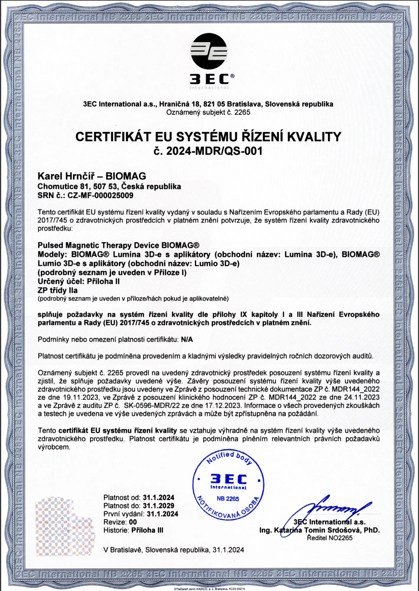 Certifikát ES riadenia kvality