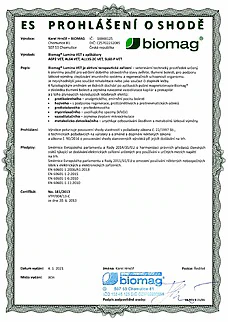 Certifikát voľného predaja - Biomag Lumina VET